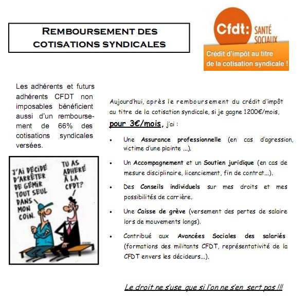 Remboursement cotisations syndicales