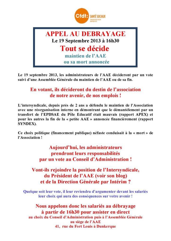 tract appel debrayage le 19-09-2013