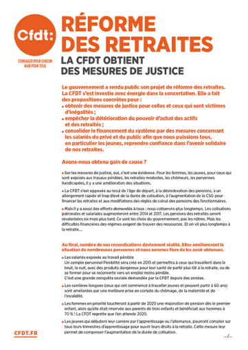 tract retraite CFDT obtient des mesures de justice