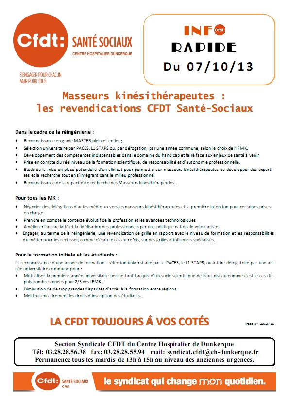 2013-16 Masseurs Kinésithérapeute