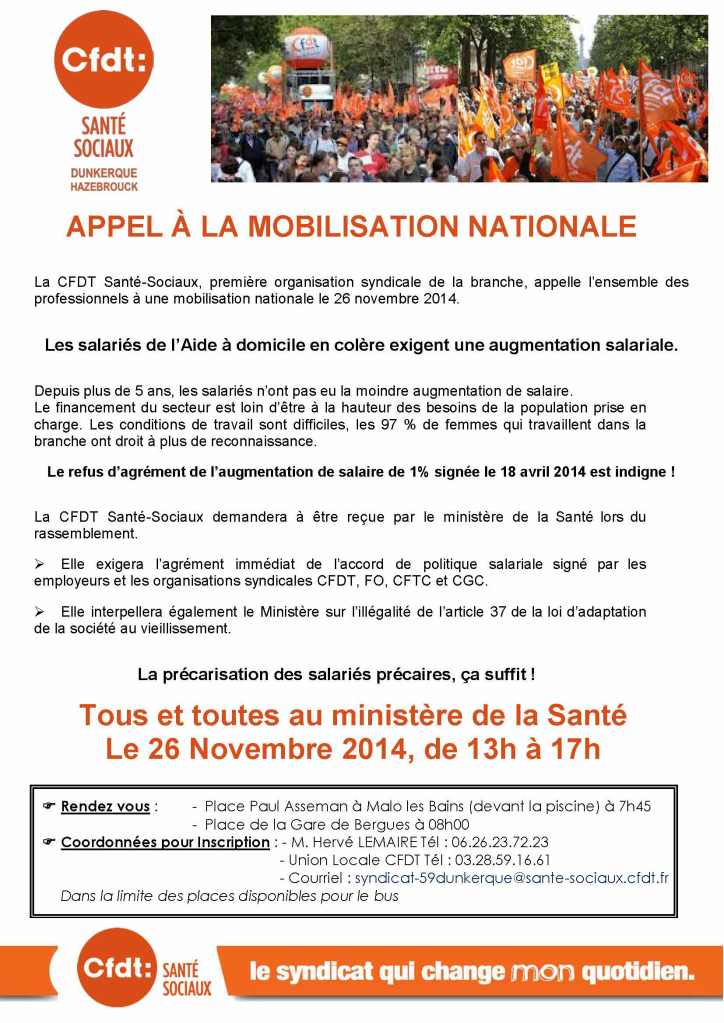 Tract BMAD pour la Manifestation du 26 Novembre 2014 pour le bus