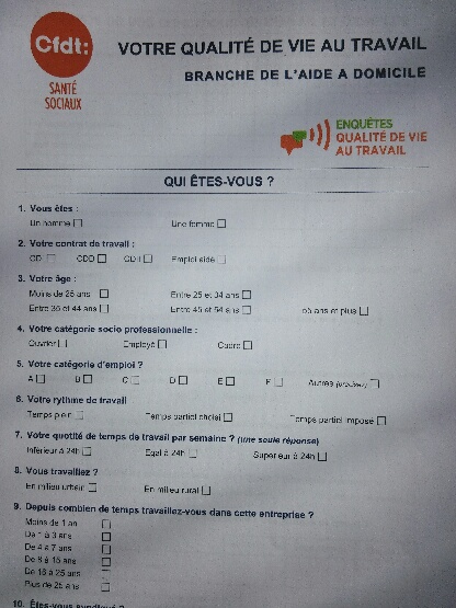 Branche de l'Aide à Domicile - Enquête Qualité de Vie au Travail